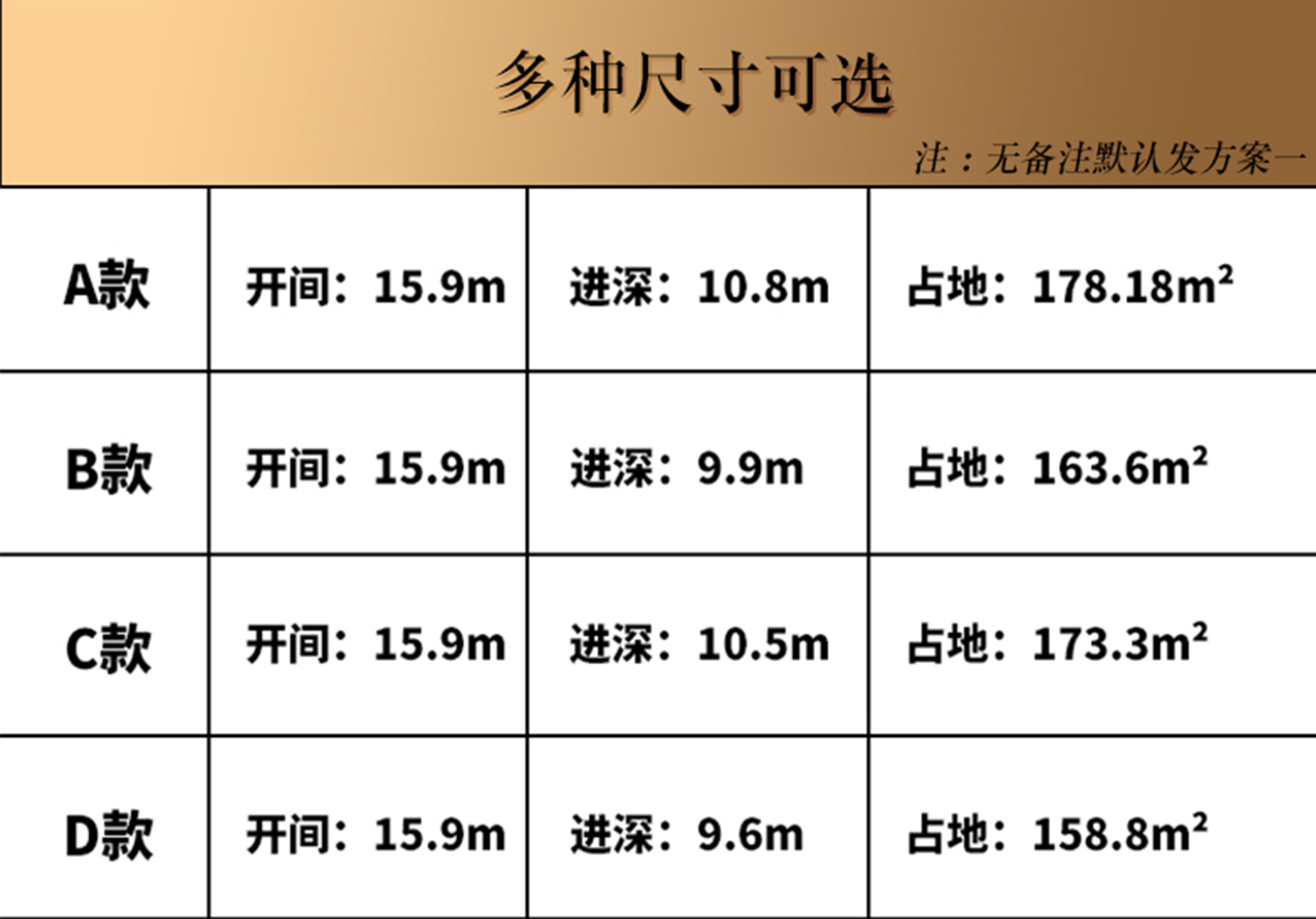 A114农村自建一层简欧别墅4种方案可选